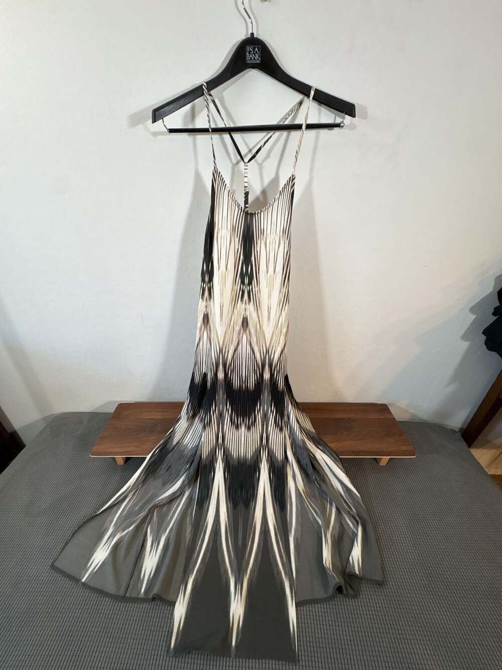 Beach Bunny Swimwear Abstract Print Bubble Crepe Spaghetti Strap Maxi Dress